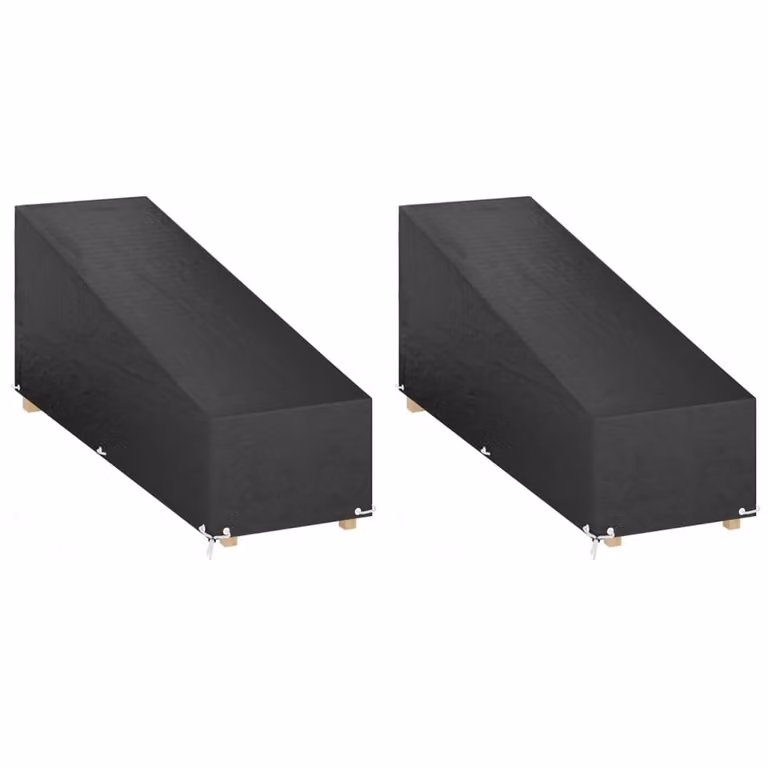 Berkfield Home Sunlounger Covers, 2 Pack, Black, W/D/H: 205 x 75 x 40/70 cm