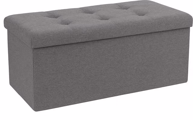 Home Republic Linen Foldable Storage Ottoman in Grey – 1