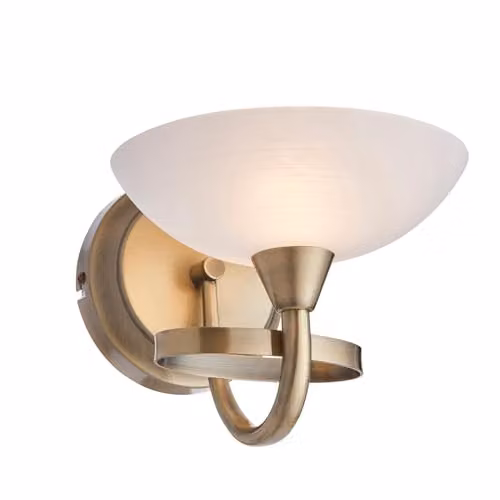 Netlighting Cagney 1 Light Wall Light in Antique Brass with White Glass Dome Shade, G9