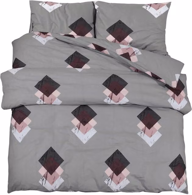 Berkfield Home Grey Cotton Duvet Cover and Pillowcase Set, W: 140 cm, H: 200 cm