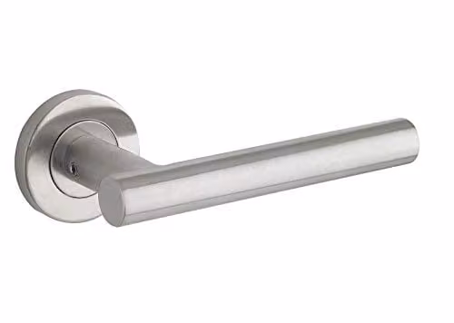 Golden Grace Brushed Steel Straight T-Bar Door Handles, 1 Pair, Silver