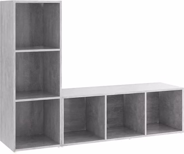 Berkfield Home 2-Piece TV Cabinet Set in Concrete Grey, Engineered Wood, W/D/H: 107 x 35 x 37 cm