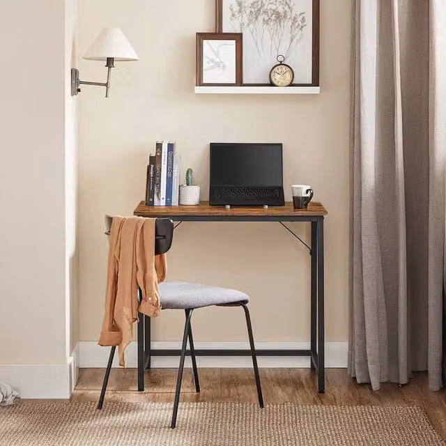 VASAGLE Industrial Computer Desk in Bronze, Black and Brown