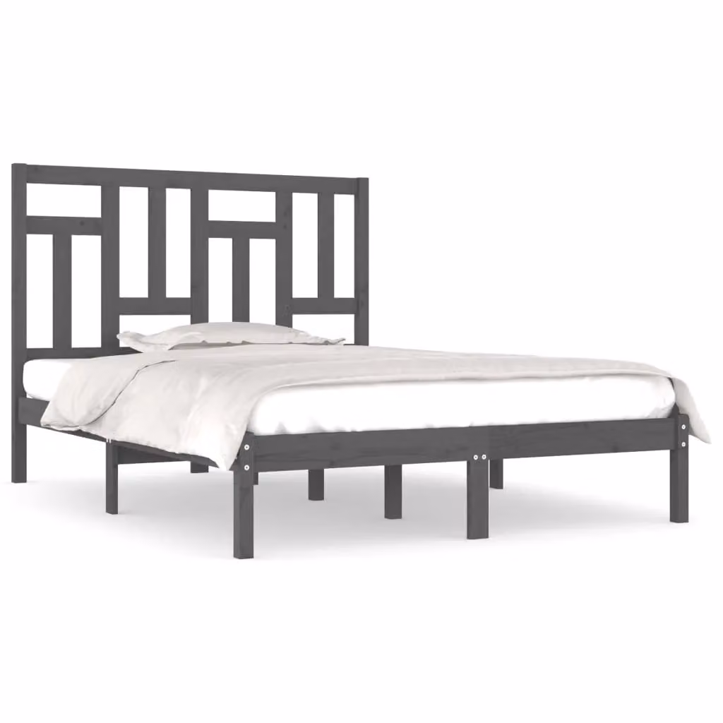 Berkfield Home Grey Solid Pine Wood Bed Frame W/D/H: 200 x 200 cm – 2