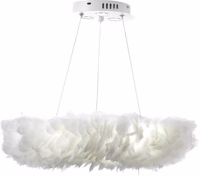 Garden Sanctuary Chic Feather 6-Light Suspended Pendant Light in White, W/D/H: 50 x 50 x 120 cm