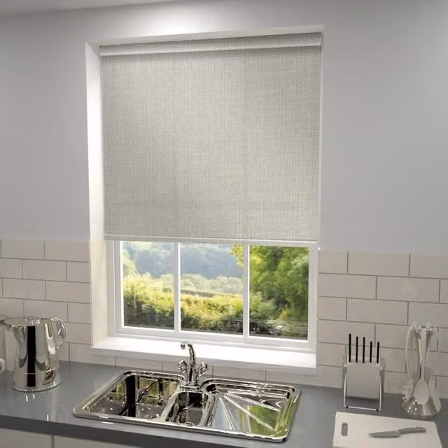 Vieo Made to Measure Semi-Transparent Textile Roller Blind in Sand/Beige