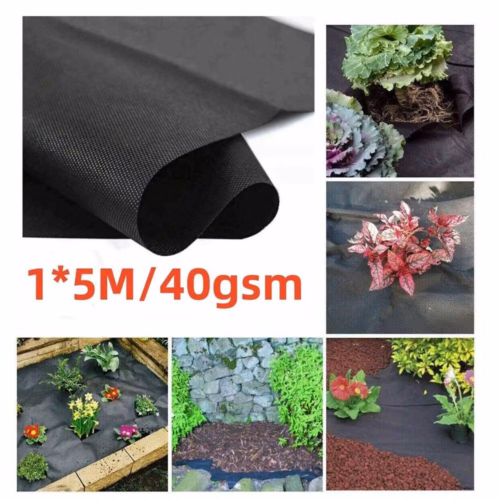 NESTLUNE 2 Pack Black Weed Control Fabric Ground Cover, 1kg – 2