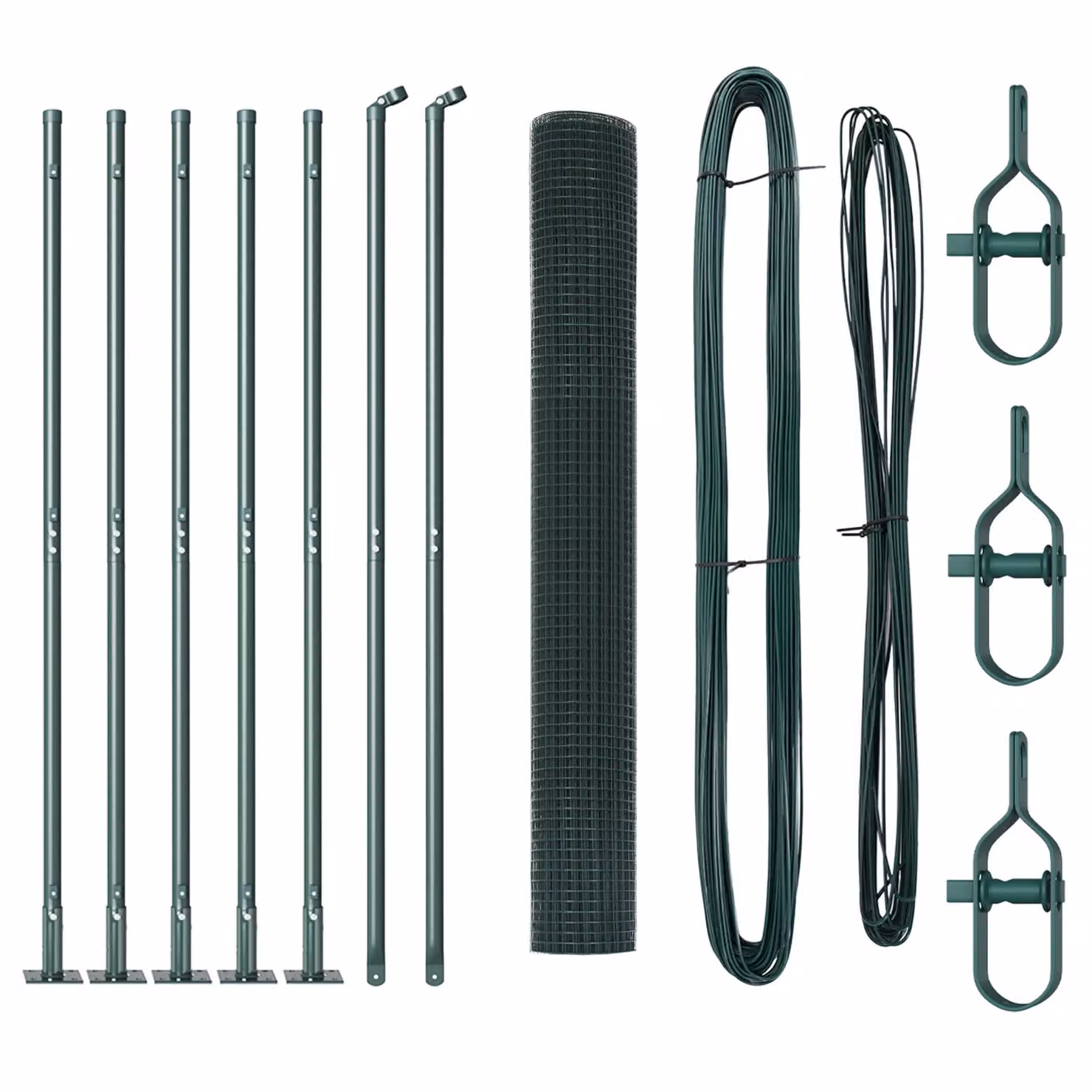 Berkfield Home Green Steel Welded Wire Fence with 7 Flanged Posts, W: 10 m, H: 0.8 m – 2