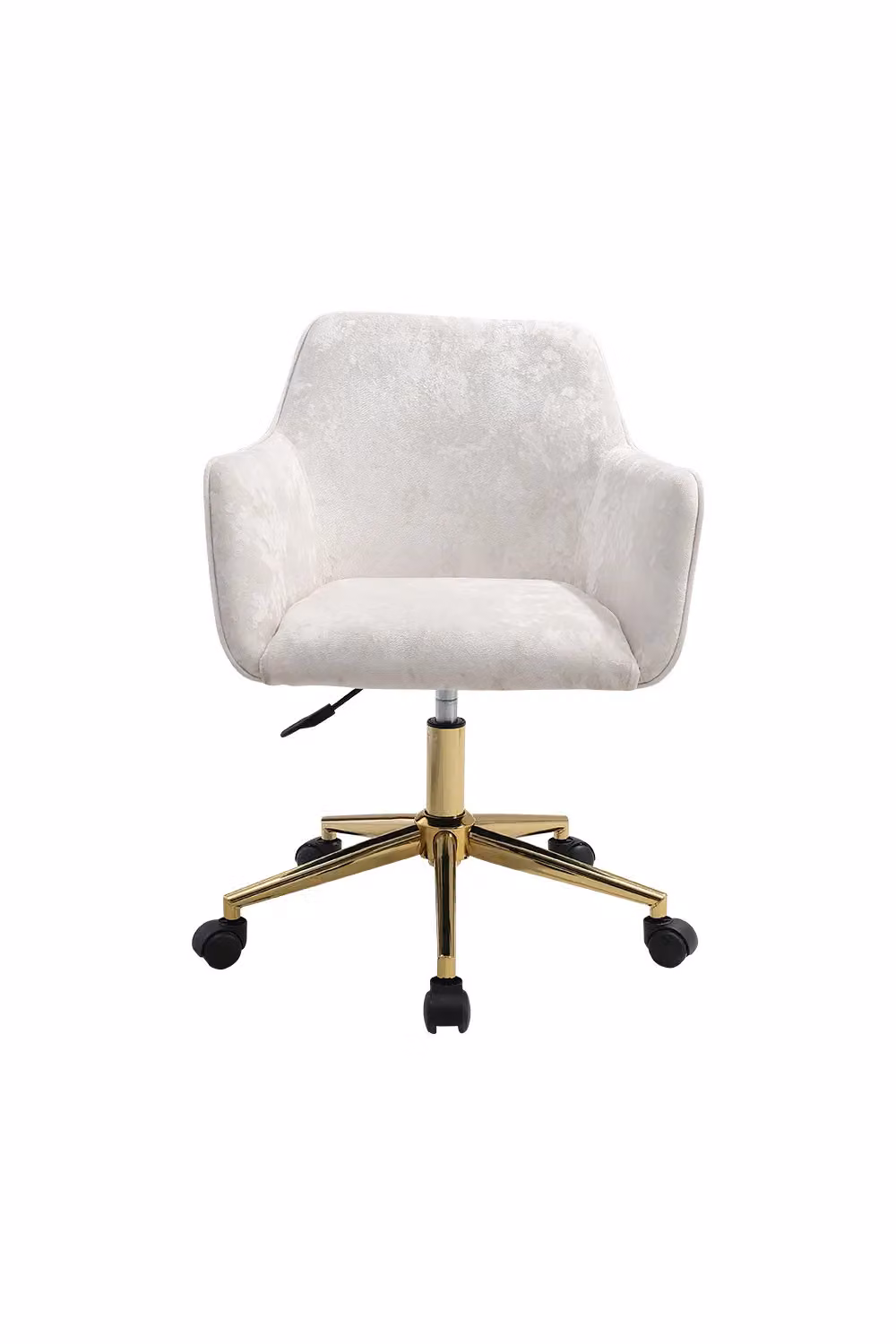 Living and Home Velvet Effect Swivel Home Office Chair with Armrests in Beige and Gold – 2