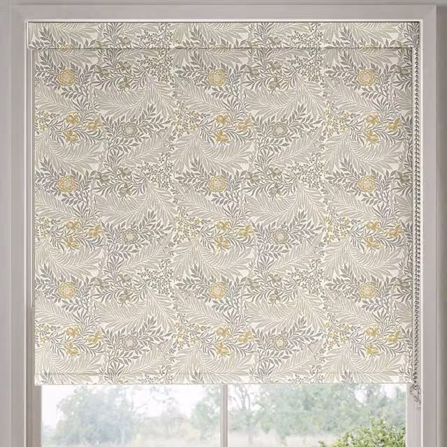 William Morris At Home Larkspur Floral Blackout Made to Measure Roller Blind in Grey, Silver and Multicolour