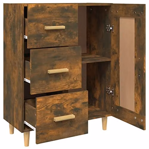 vidaXL Smoked Oak Sideboard, Brown, W/D/H: 69.5 x 34.0 x 90.0 cm – 3