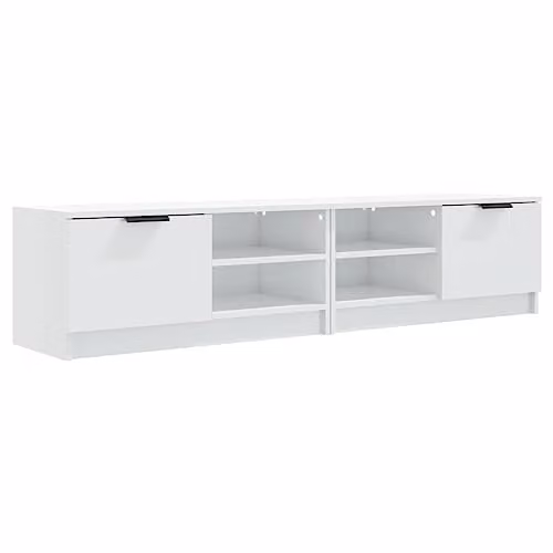 vidaXL 2 Piece Modern High Gloss White TV Cabinet Set, W: 80 cm, D: 35 cm, H: 36.5 cm