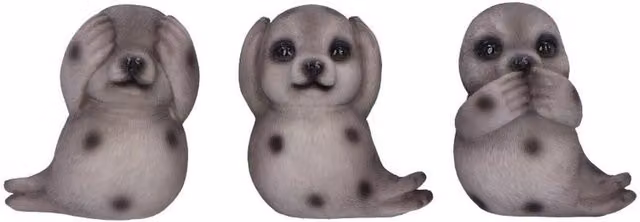 Nemesis Now Three Wise Seal Figurines in Grey, Height: 7.5 cm