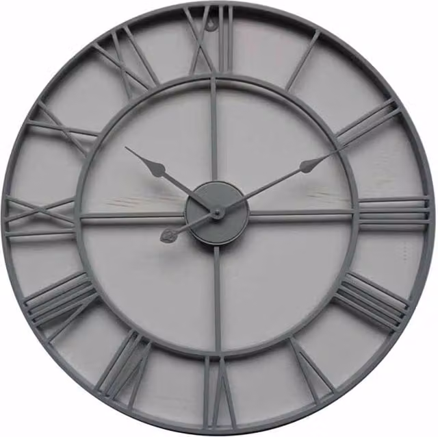Lemon Pavilion Furniture and Decor Grey Metal Skeleton Analog Wall Clock, W70 x H70 cm