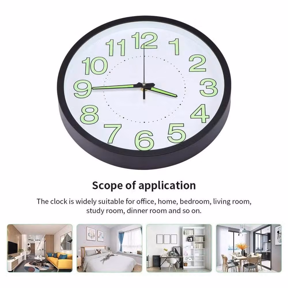 Kelvenix Black Silent Illuminated Round Analog Wall Clock with Quartz Movement, Diameter: 30 cm – 3