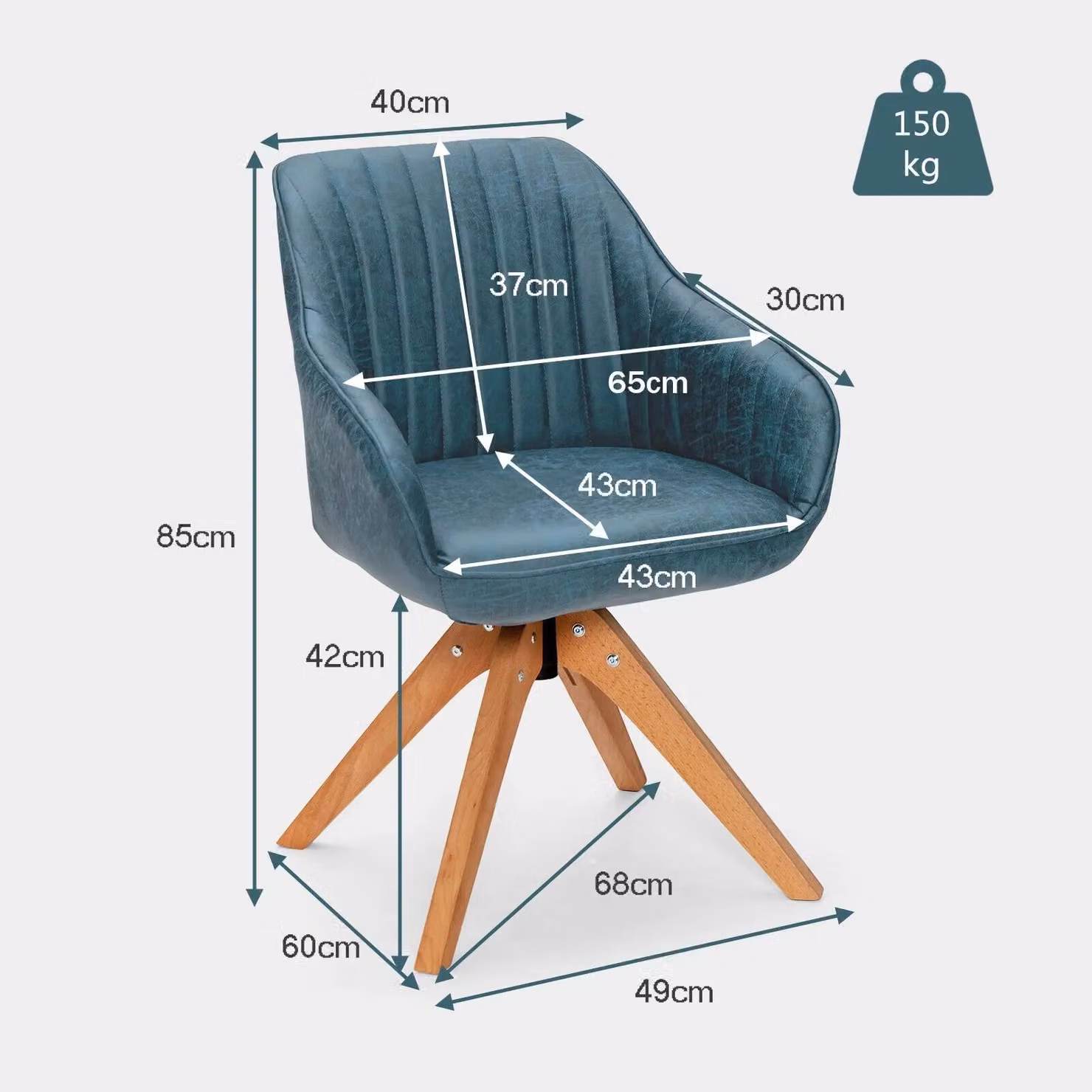 Costway Set of 2 Blue Ergonomic Swivel Accent Armchairs with Armrests – 2