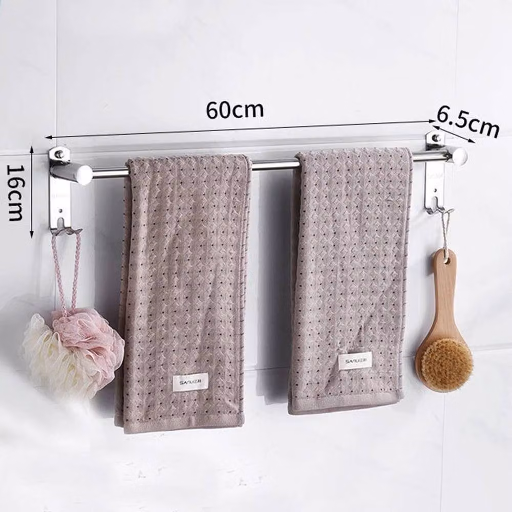 EONLION Single Towel Rail Holder, Wall Mounted, Silver, Width: 60 cm – 2