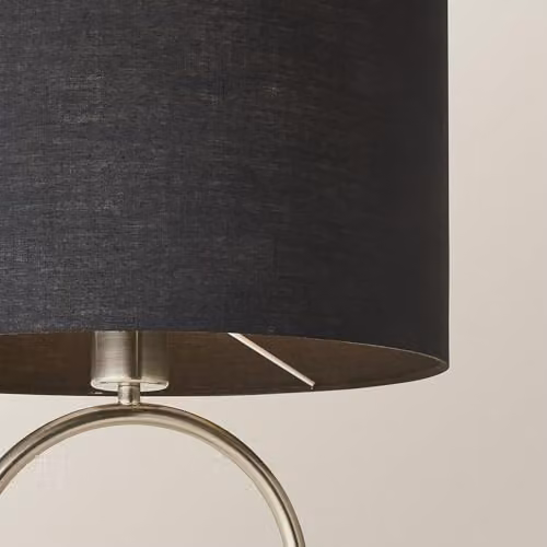ValueLights Antonia Oval Table Lamp with Black Fabric Drum Shade and Brushed Chrome Finish – 3
