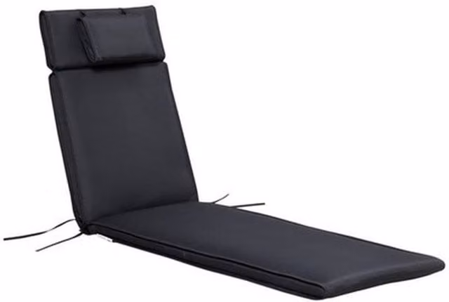 NESTLUNE Black Rectangular Garden Sun Lounger Cushion, W: 100 cm, H: 15 cm