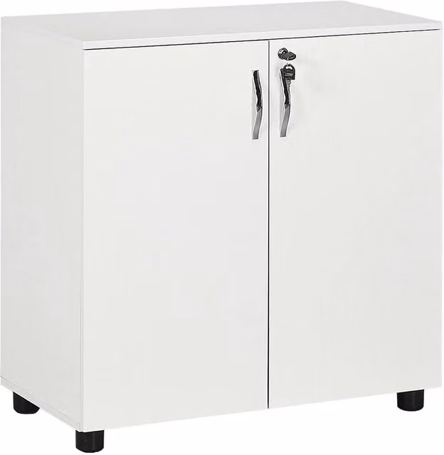 Kelvenix 2-Tier Locking Office Storage Cabinet in White – 1