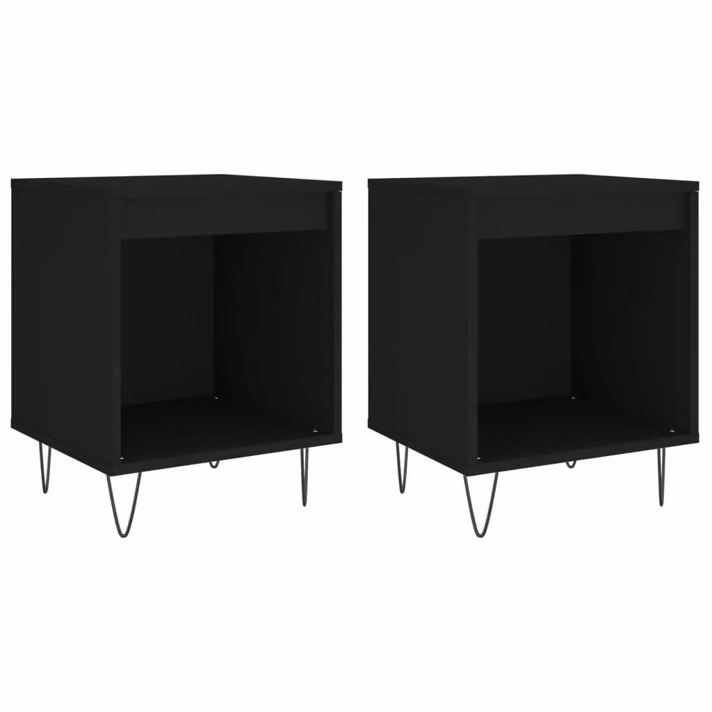 Berkfield Home Set of 2 Modern Black Bedside Cabinets in Engineered Wood, W/D/H: 40 x 35 x 50 cm – 1