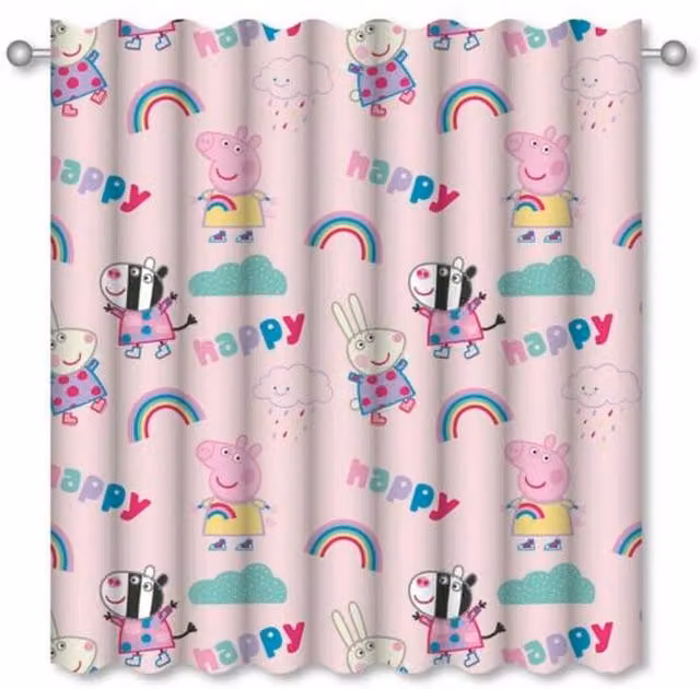 Peppa Pig Storm Pencil Pleat Microfibre Curtains, Pack of 2, Pink