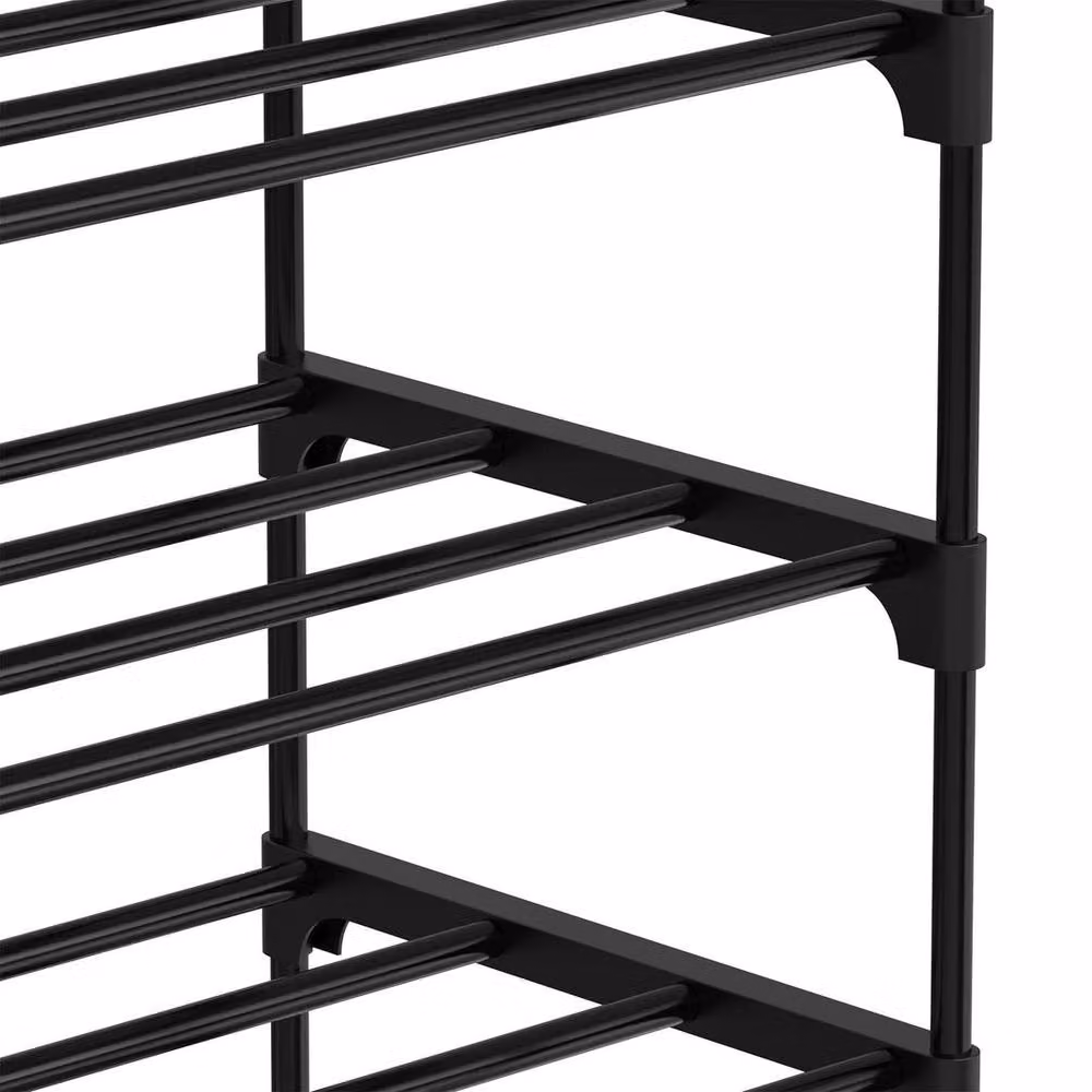 EONLION 10 Tier Black Metal and Plastic Freestanding Shoe Rack Organiser, H 175 x W 50 x D 30 cm – 4