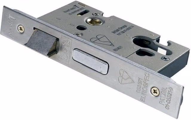 Loops Euro Profile BS Double Cylinder Sashlock, Satin Stainless Steel, Depth: 64 mm