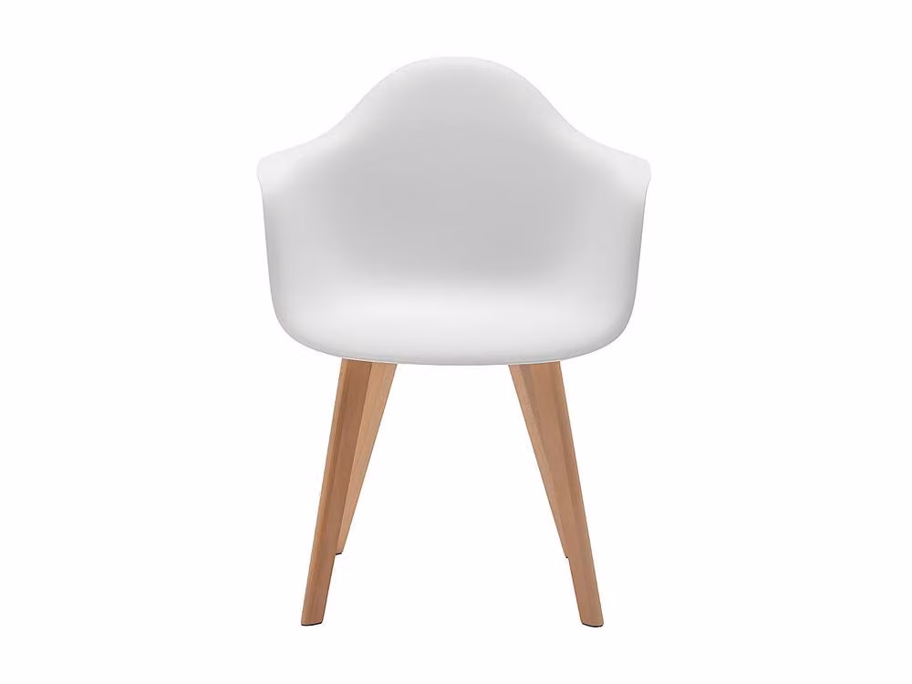 Vente-unique Set of 2 VIXI Chairs with Armrests in White Polypropylene and Beech Wood – 2