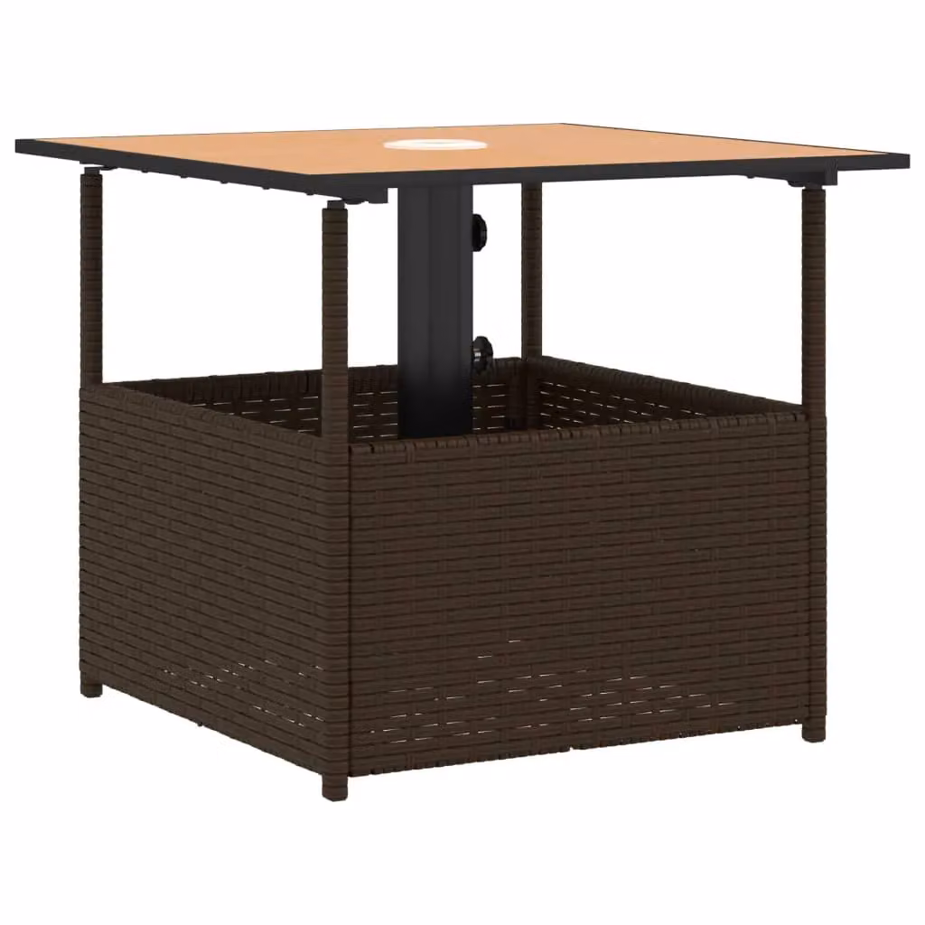 Berkfield Home Brown Acacia Wood Garden Table with Parasol Hole W/D/H: 55 x 55 x 46.5 cm – 2