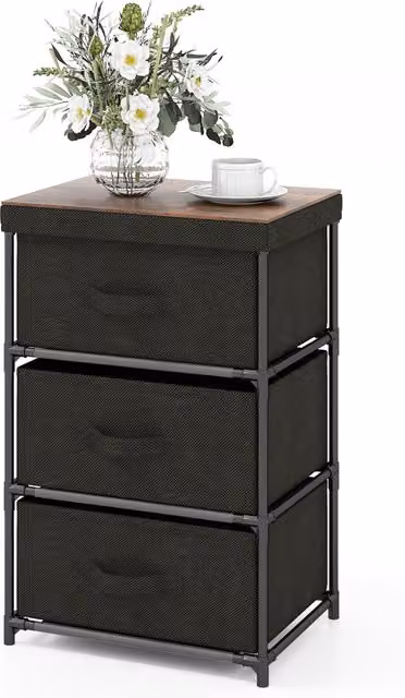 Costway 3-Tier Fabric Dresser Chest in Black