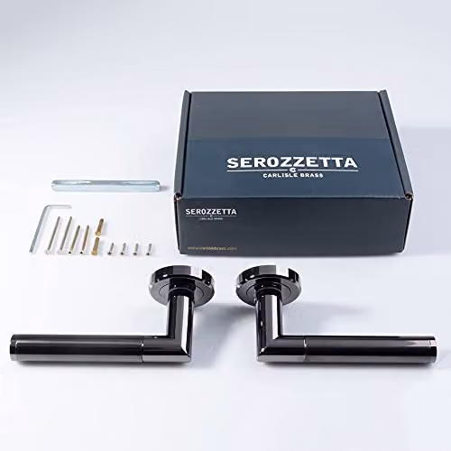 Loops Pair Sectional Round Bar Handle on Round Rose in Black Nickel with Concealed Fixings – 2