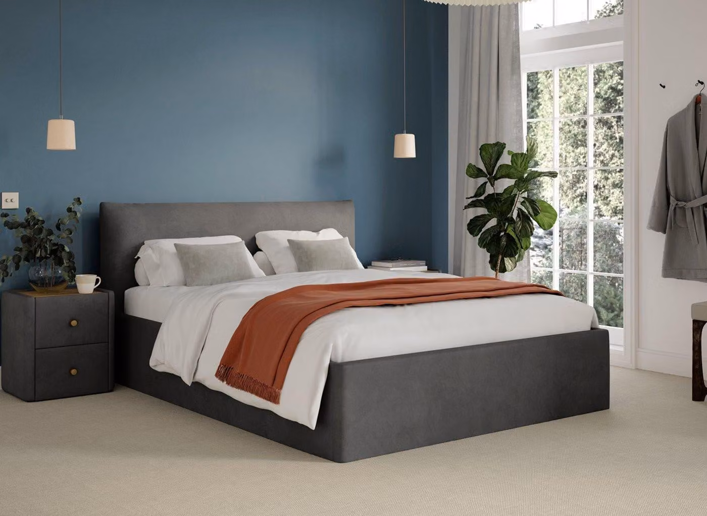 Silentnight Perrie Grey Fabric Upholstered Bed Frame with Lift Up Base