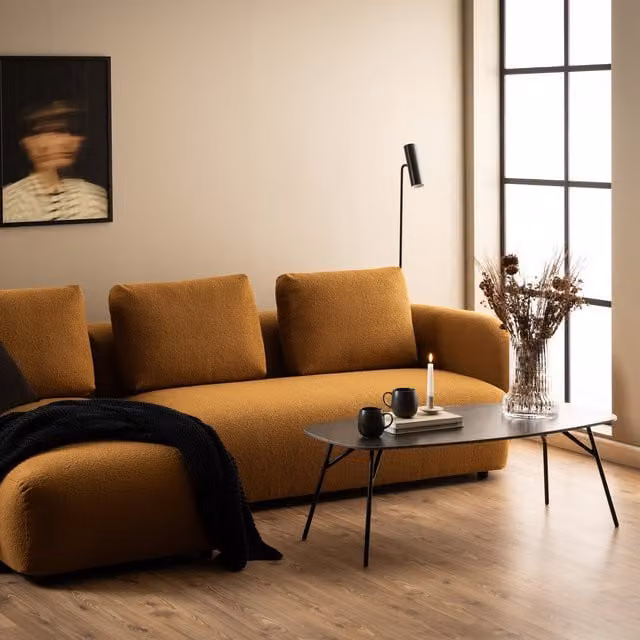 Furniture To Go Caracas Modern Oval Coffee Table with Black Matt Ceramic Top