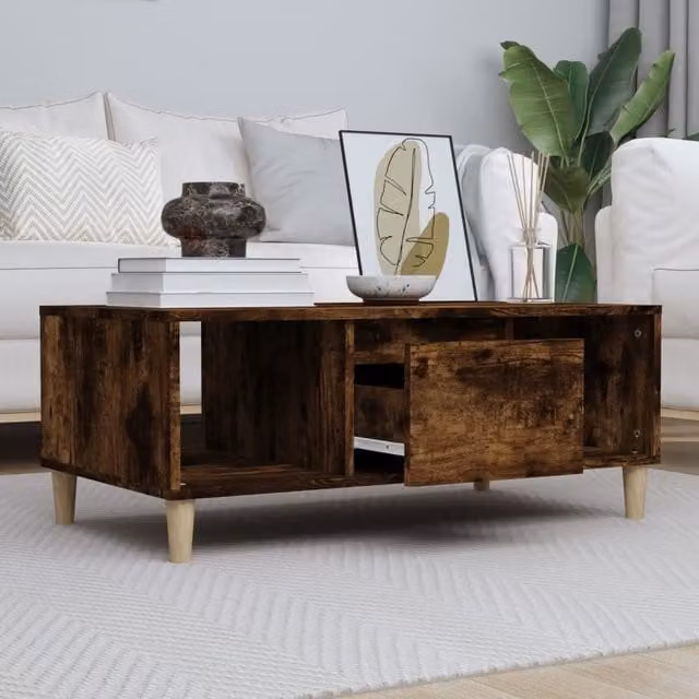 Berkfield Home Smoked Oak Coffee Table in Brown, W: 90 cm, D: 50 cm, H: 36 cm