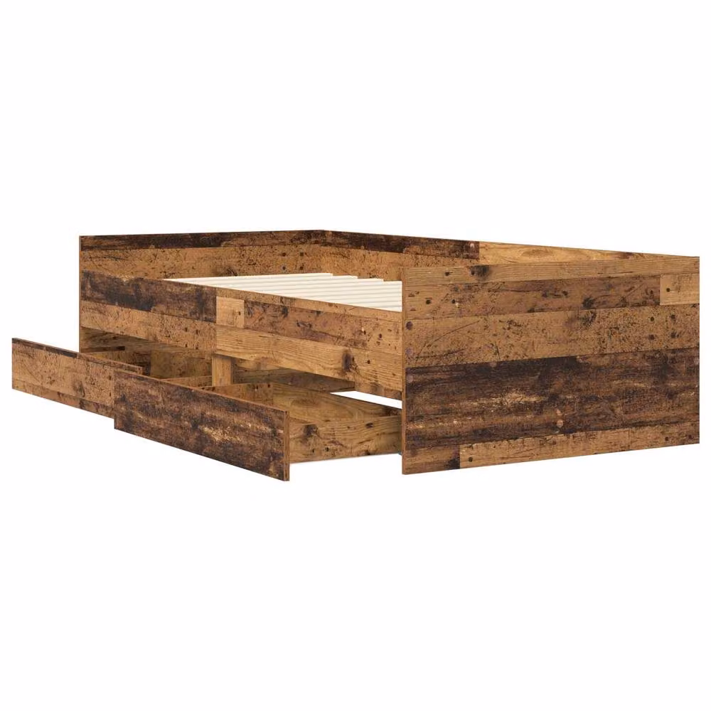 Berkfield Home Rustic Pine Bed Frame with Storage Drawers in Brown, W/D/H: 80 x 200 cm – 2