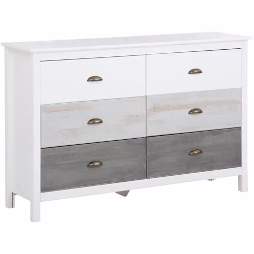 Dorel Home Furnishings Salva 2x3 Drawer Chest in White Pine Wood, H 125 cm x W 80 cm x D 35 cm – 1