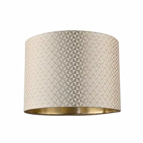 Happy Homewares Taupe Drum Lampshade with Gold Lining, W/D/H: 18 x 18 x 25 cm – 1