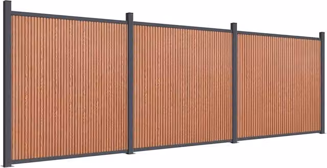 Berkfield Home Brown WPC and Aluminium Opaque Fence Panel, W: 526 cm, H: 186 cm – 1