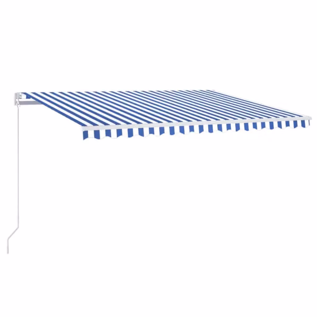 Berkfield Home Manual Retractable Awning with Crank and Folding Arms, Blue and White, W: 400 cm, D: 350 cm – 2