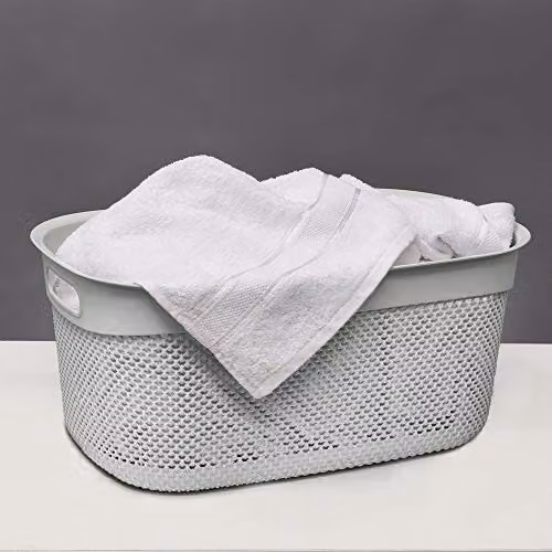 JVL Droplette 33L Plastic Storage Basket with Handles, Grey, W/D/H: 25 x 55 x 37 cm – 2