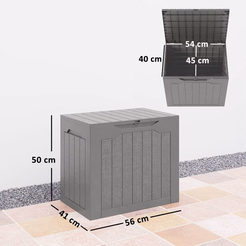 OUTSUNNY 93L Plastic Garden Storage Box with Handles in Beige or Grey – 3