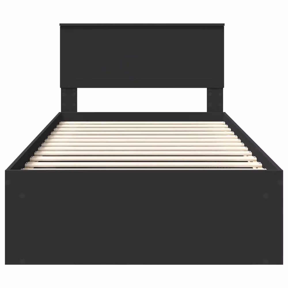 Berkfield Home Modern Bed Frame with Headboard in Black Pine Wood, W/D/H: 100 x 200 cm – 3