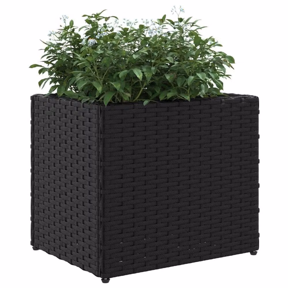 Berkfield Home Black Poly Rattan Garden Planter Tub W/D/H: 36 x 30 x 32 cm – 4