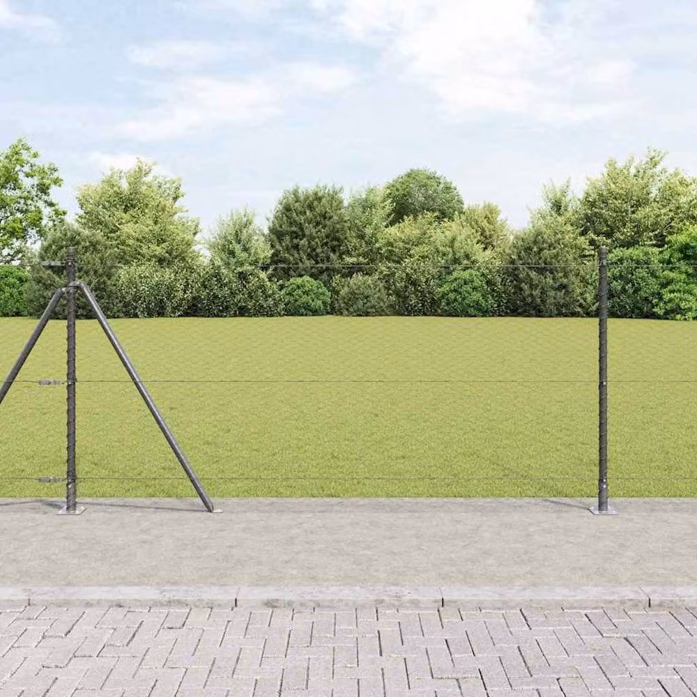 Berkfield Home Grey Steel Hexagon Fence, 1 x 10 m – 2