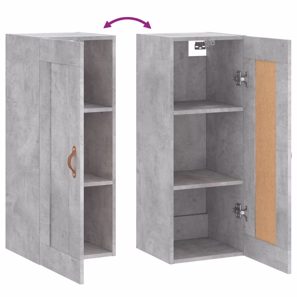 Berkfield Home Wall Mounted Cabinet in Concrete Grey, W/D/H: 34.5 x 34 x 90 cm – 3