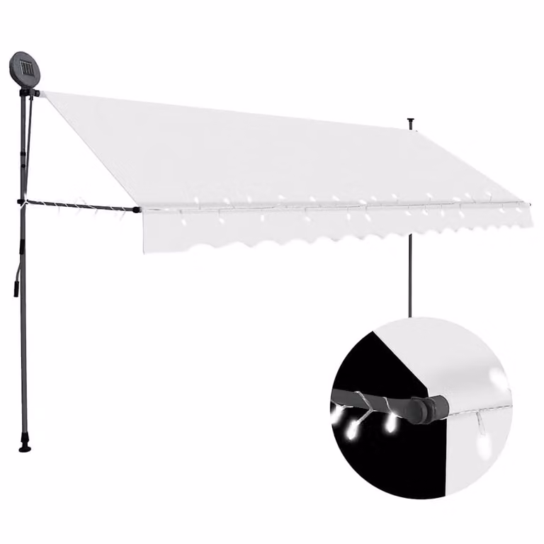 Berkfield Home Manual Retractable Awning with LED, Cream, 400 cm