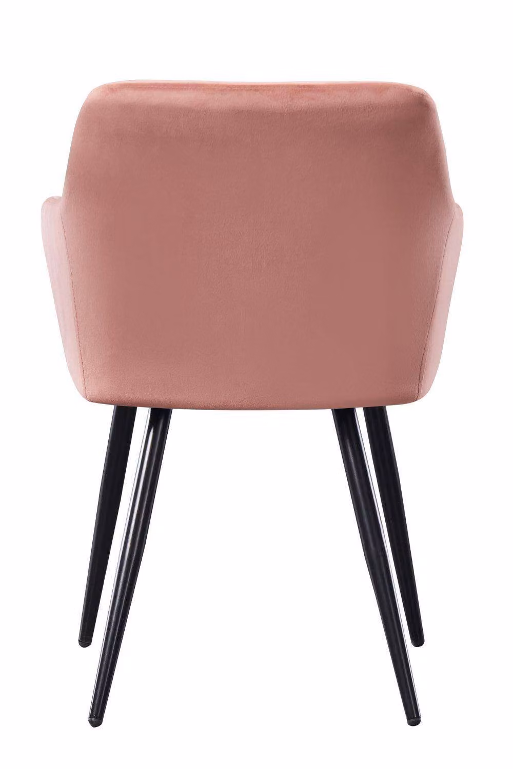 Life Interiors Set of 6 Camden Modern Velvet Dining Chairs with Armrests and Black Metal Legs in Pink – 4