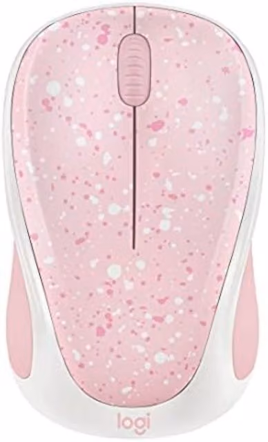 Logitech M317 Wireless Mouse in White and Pink