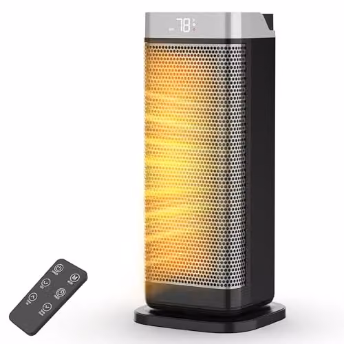 Air Pro 17 inch Portable Ceramic Electric Space Heater with LED Display and Remote Control in Grey – 7